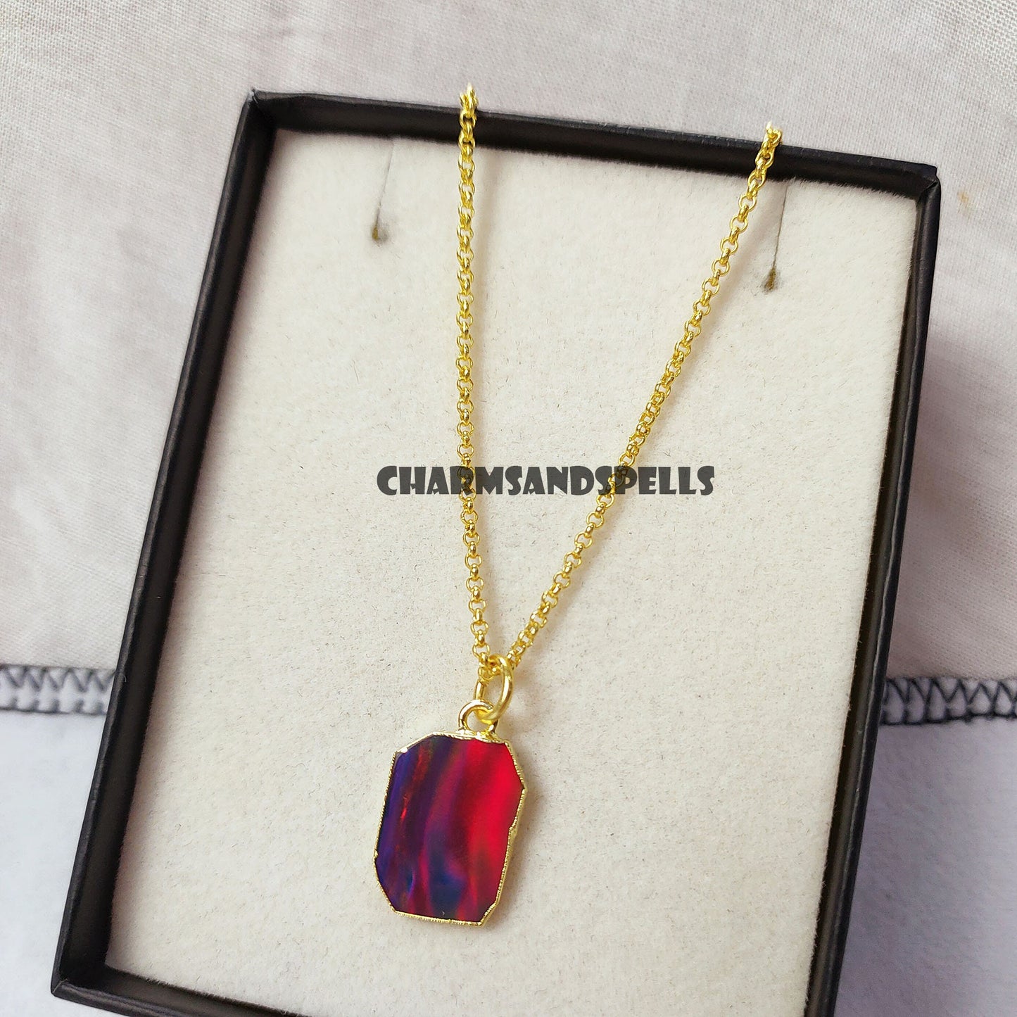 Vintage Dragon Opal Pendant Necklace | Raw Opal Gemstone Jewelry | Gift for Her