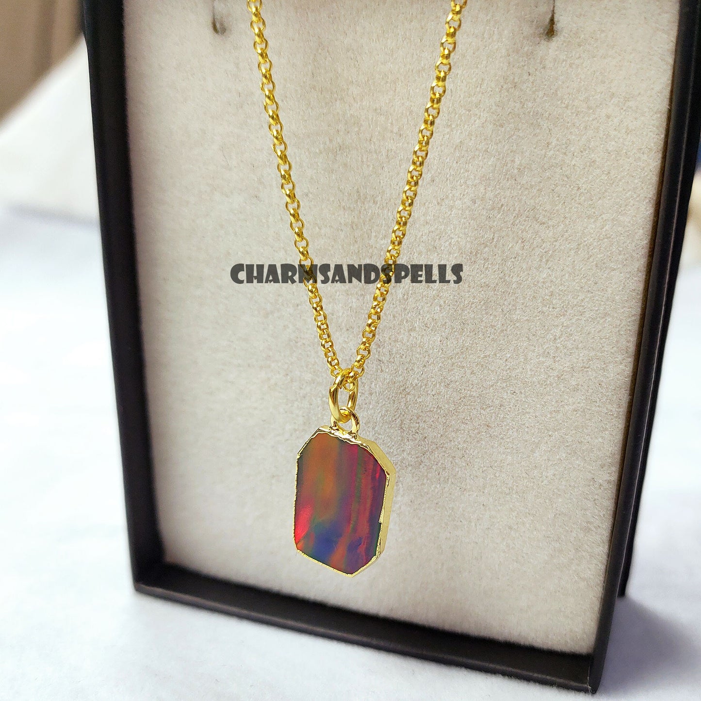 Vintage Dragon Opal Pendant Necklace | Raw Opal Gemstone Jewelry | Gift for Her