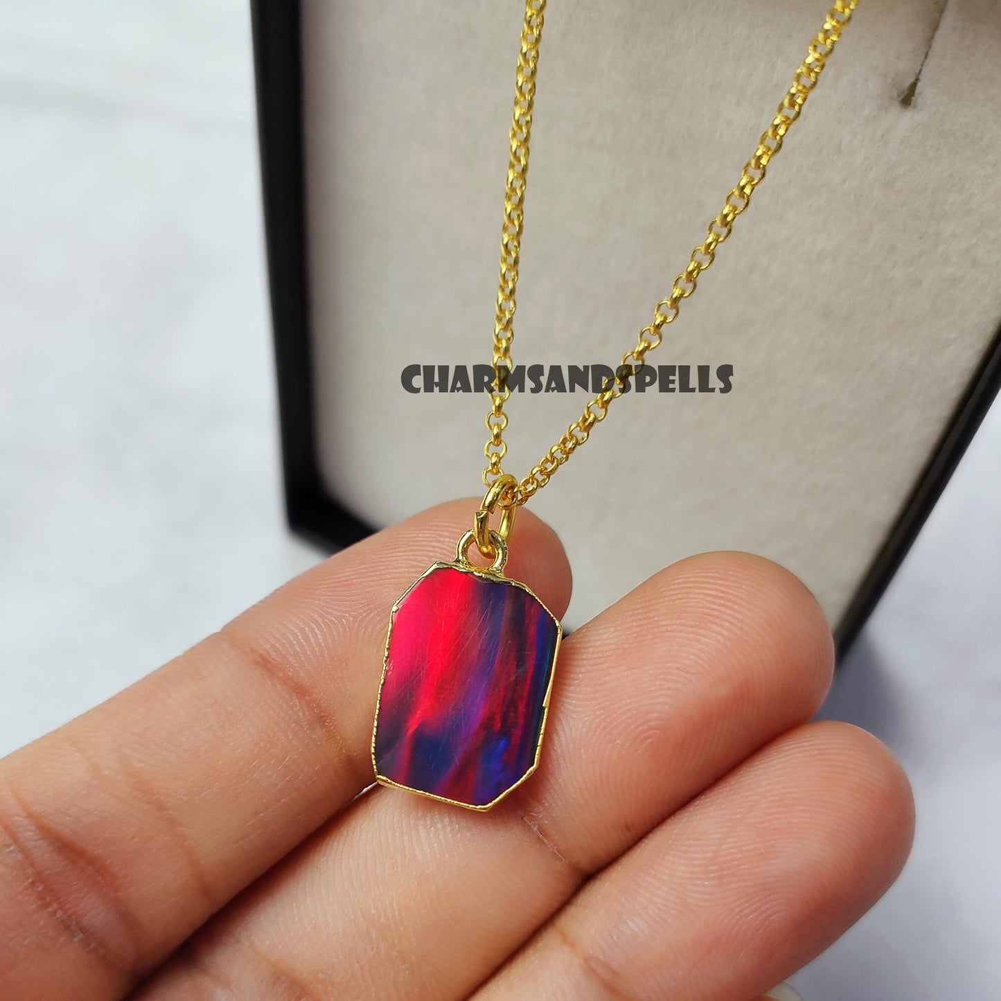 Vintage Dragon Opal Pendant Necklace | Raw Opal Gemstone Jewelry | Gift for Her