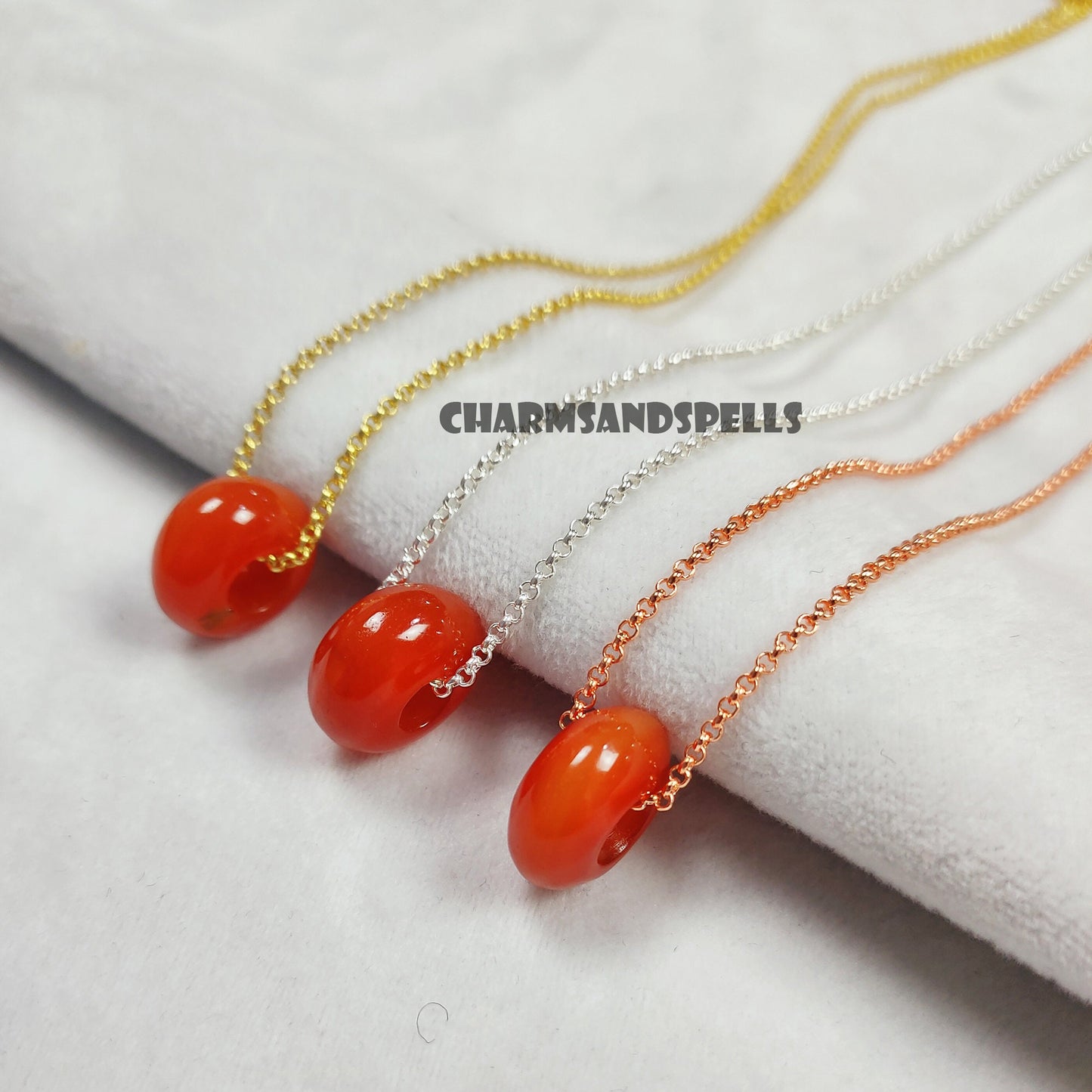 Carnelian Gemstone Donut Necklace | Unique Boho Spinner Jewelry Gift
