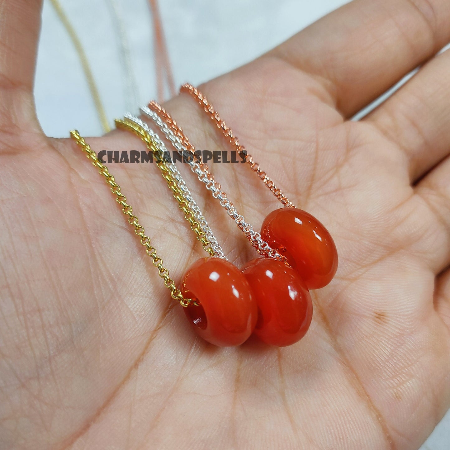 Carnelian Gemstone Donut Necklace | Unique Boho Spinner Jewelry Gift