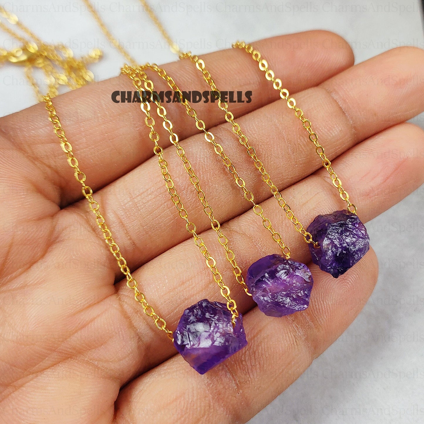 Raw Amethyst Pendant Necklace | February Birthstone Jewelry | Healing Gift