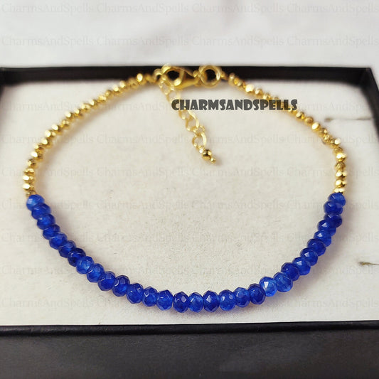 Blue Sapphire Bracelet, September Birthstone Minimalist Gift