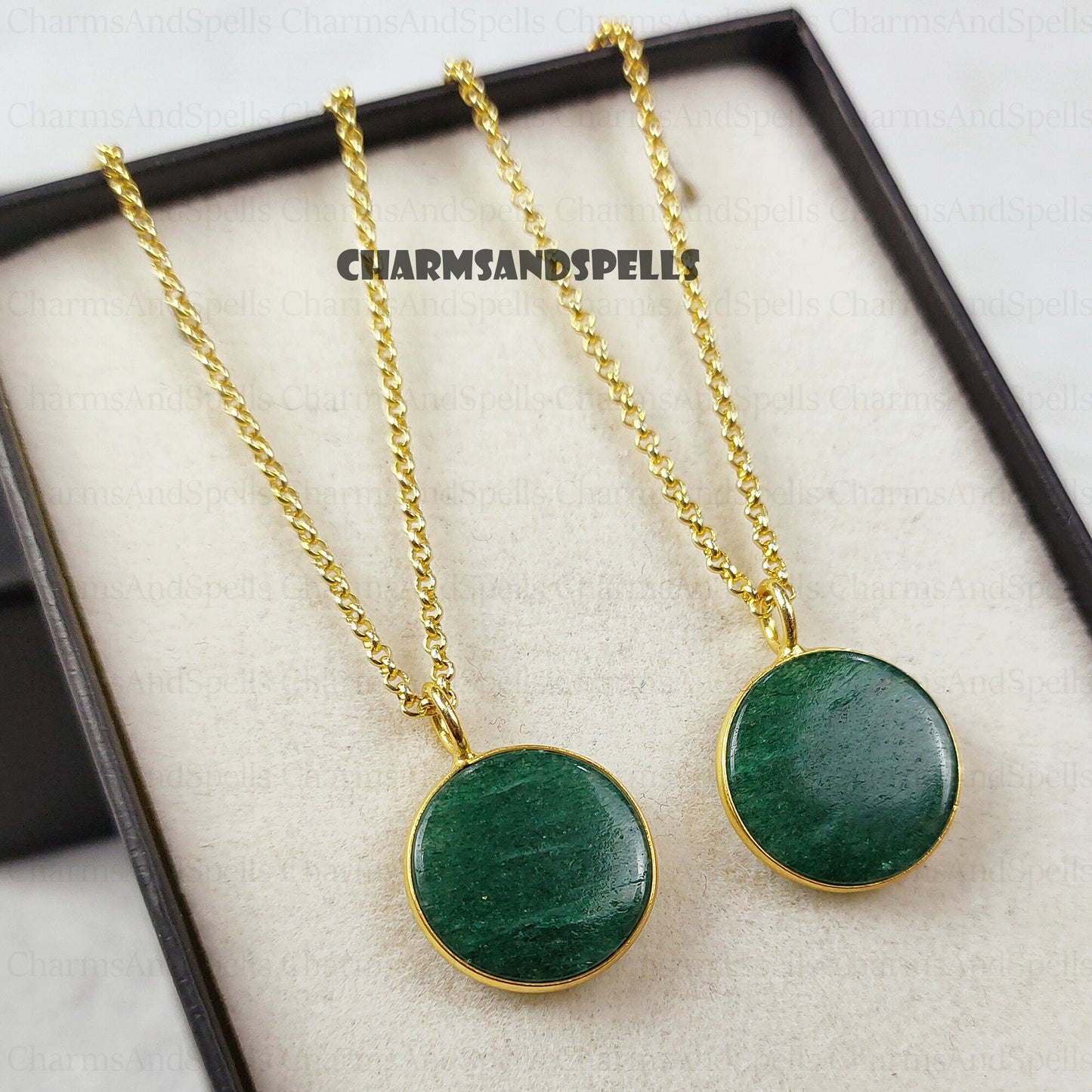 Stunning Aventurine Coin Pendant Necklace For Man & Women