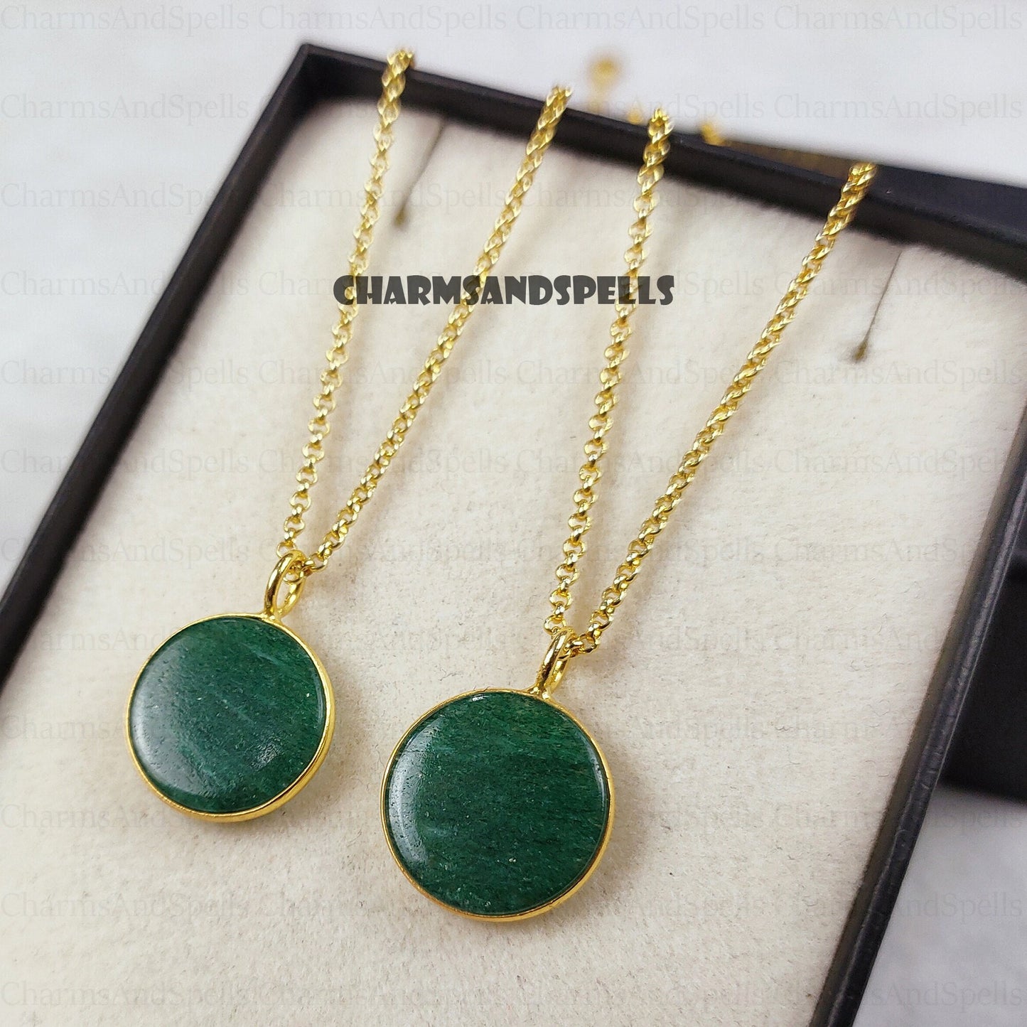 Stunning Aventurine Coin Pendant Necklace For Man & Women