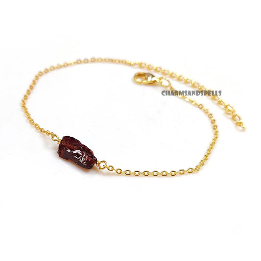 Natural Red Garnet Bracelet, Gift For Born In January
