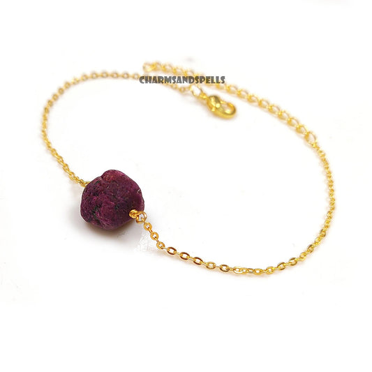Dainty Ruby Bracelet | July Birthstone Jewelry | Minimalist Gift for Her