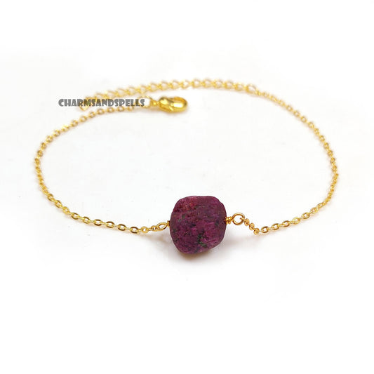 Dainty Ruby Bracelet | July Birthstone Jewelry | Minimalist Gift for Her