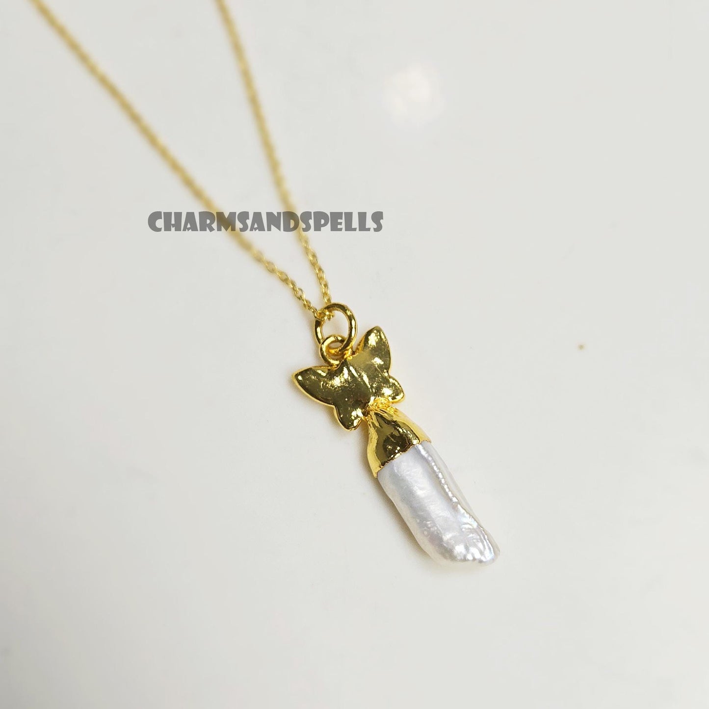 Vintage Freshwater Pearl Butterfly Necklace