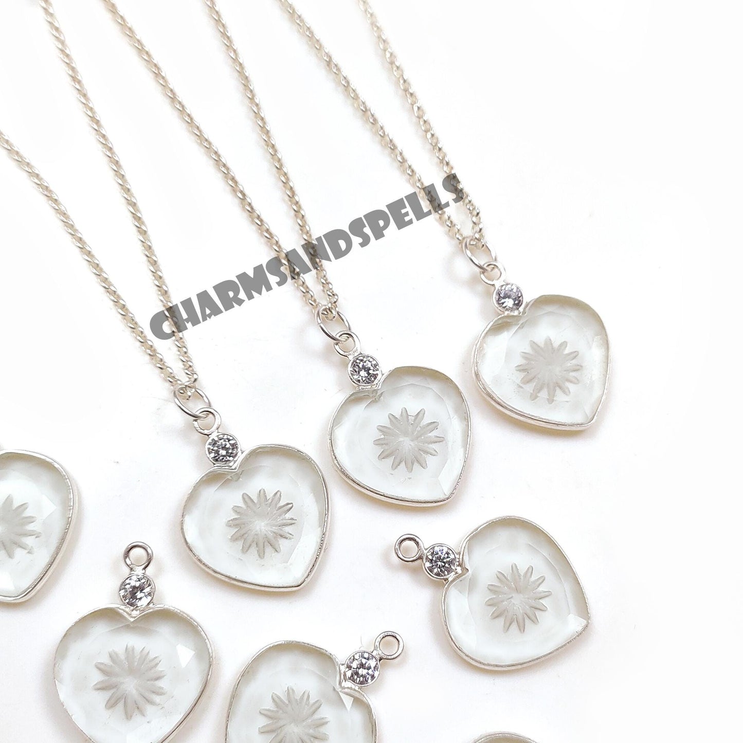 Clear Quartz Heart Necklace, 925 Silver Love Pendant, Healing Crystal Gift