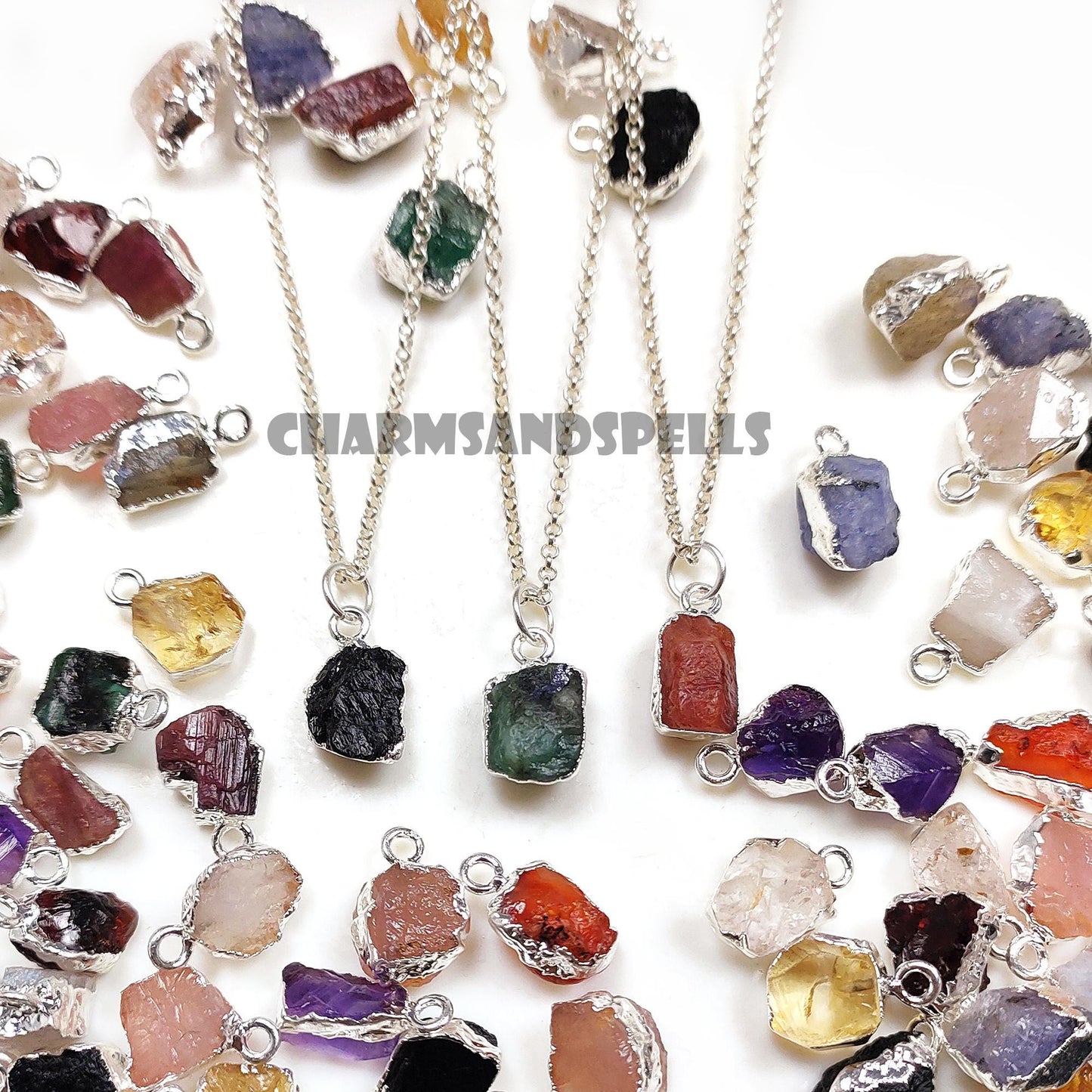 Raw Birthstone Necklace, Sterling Silver Crystal Pendant, Christmas Gift