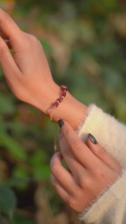 Raw Garnet bracelet| Women bracelet| Raw garnet bracelet