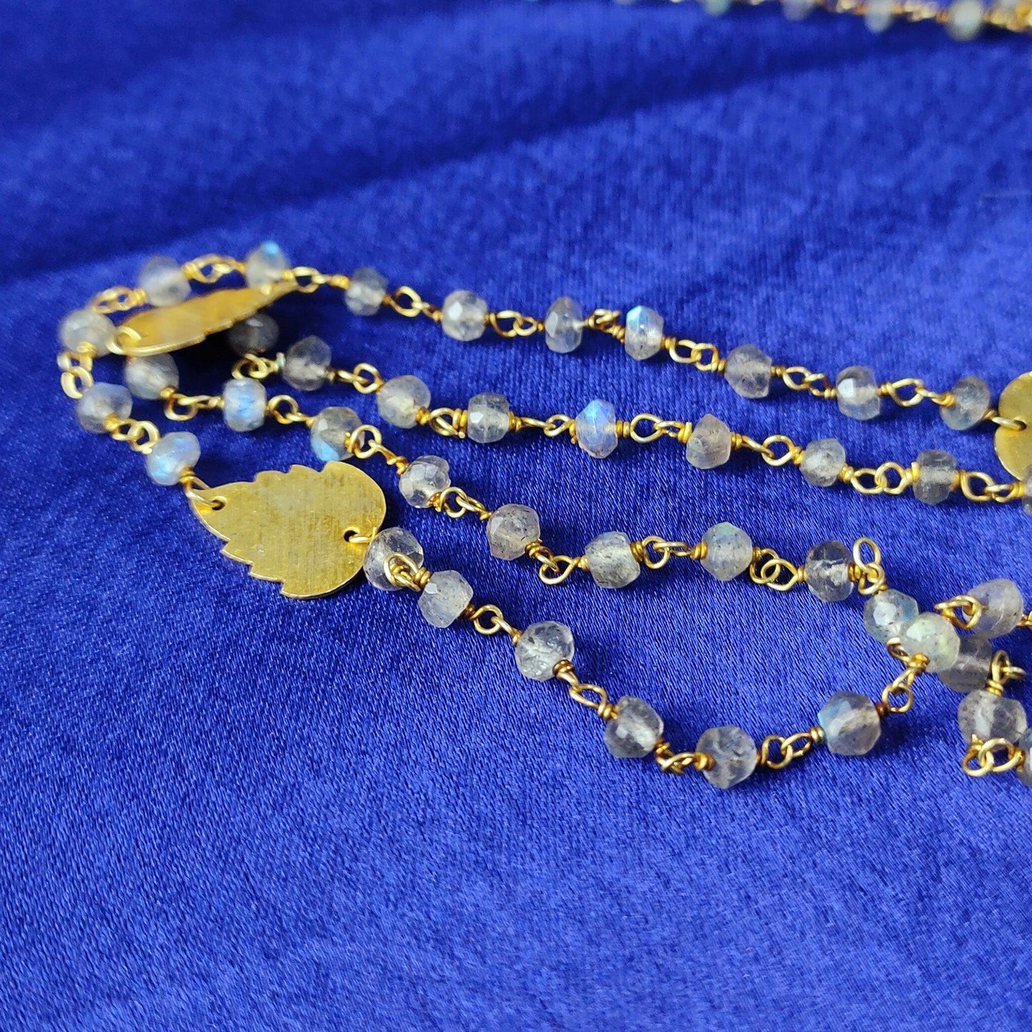 1 Feet Chain, Natural Labradorite Rosary Chain, Beads Chain, Body Chain, Jewelry Making Chain, Women Chain, Necklace Chain - Charms And Spells