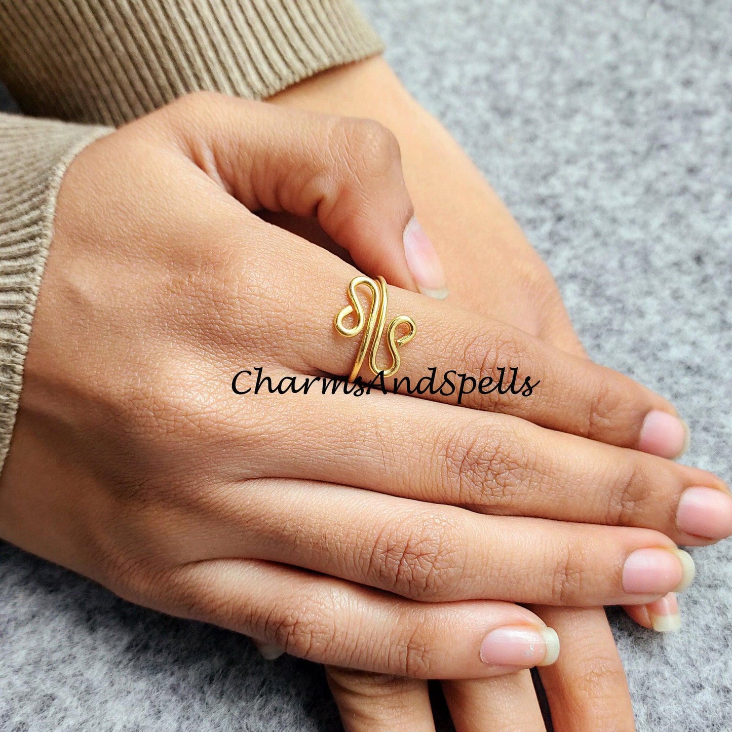 Wire Wrapped Ring, Black, Silver, Gold Plated Wire Ring, Adjustable Ring, Stacking Ring, Statement Ring, Women Ring - Charms And Spells