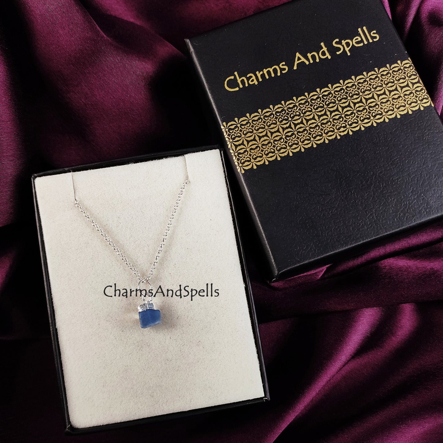 Raw Blue Opal Necklace | Minimalist Raw Gemstone Electroplated Jewelry