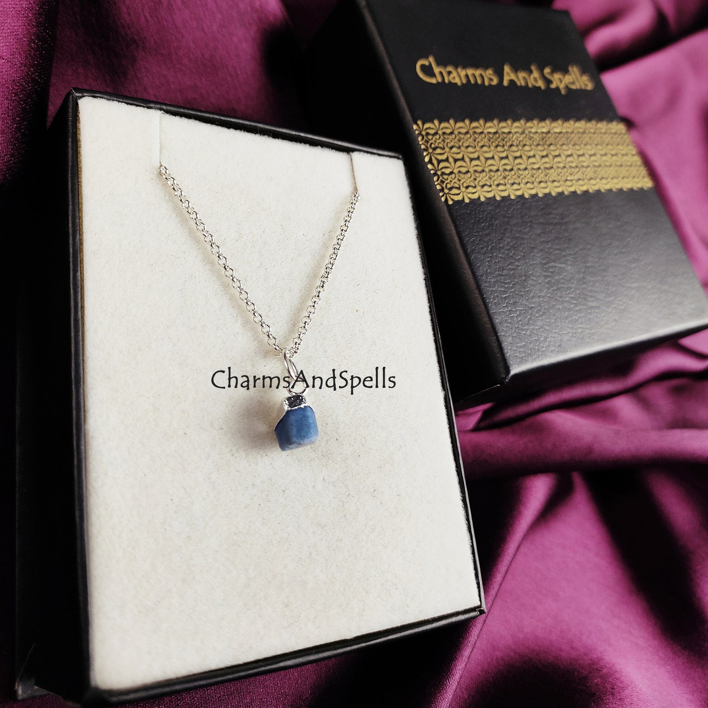 Raw Blue Opal Necklace | Minimalist Raw Gemstone Electroplated Jewelry