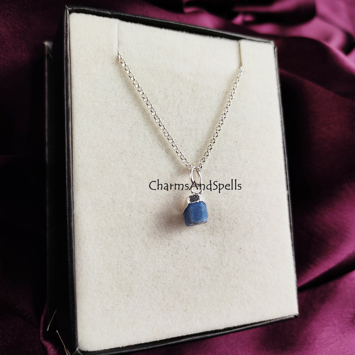 Raw Blue Opal Necklace | Minimalist Raw Gemstone Electroplated Jewelry
