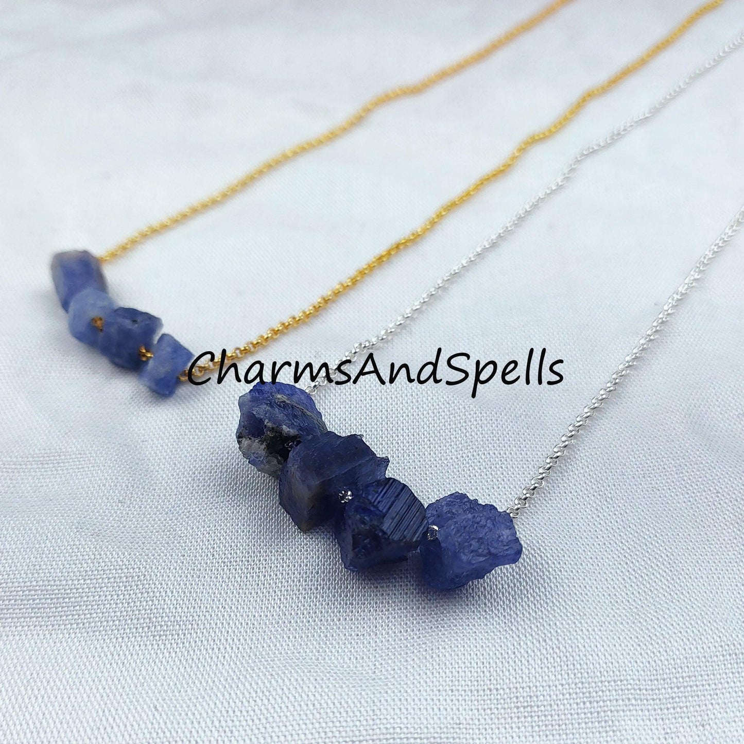 Raw Tanzanite Necklace, Blue Stone Jewellery, Natural Tanzanite Jewelry, Raw Birthstone, Gift Idea - Charms And Spells