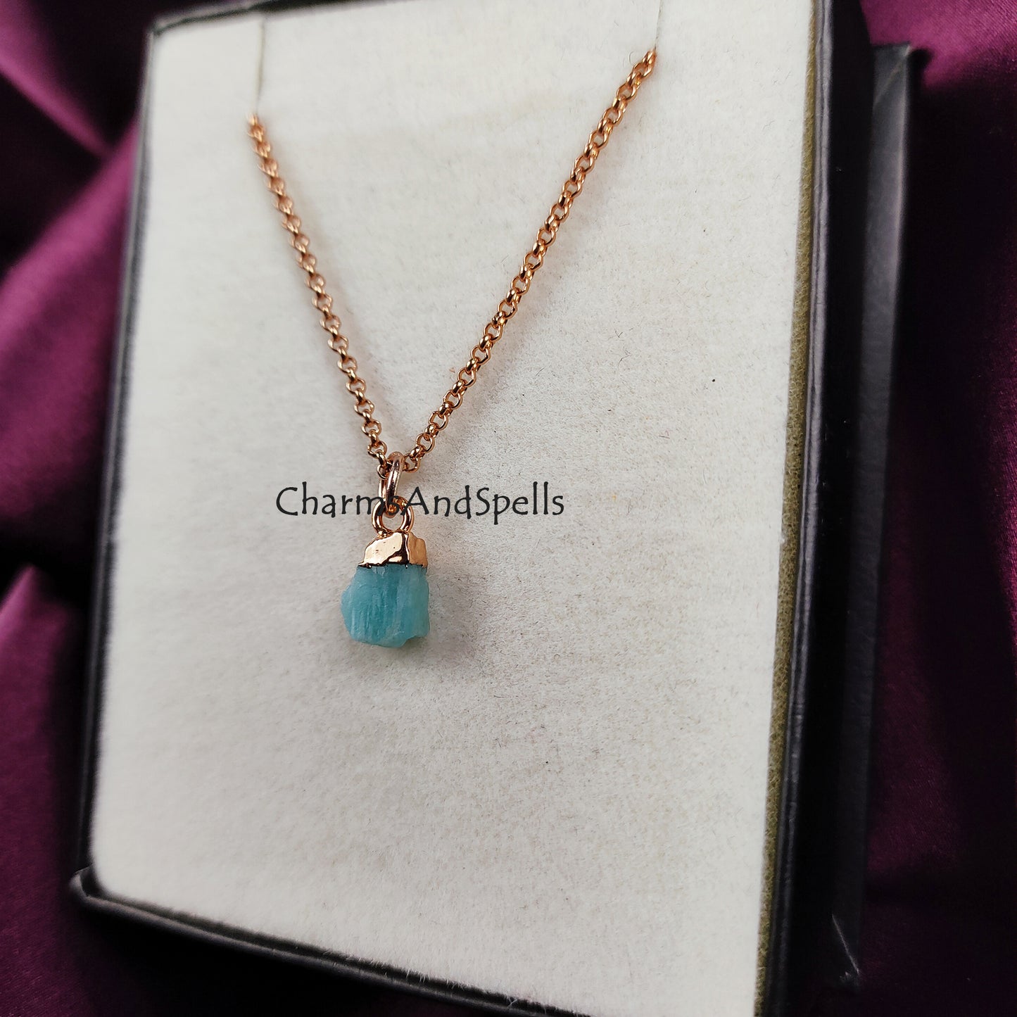 Raw Amazonite Necklace | Natural Gemstone Pendant Dainty Choker Jewelry