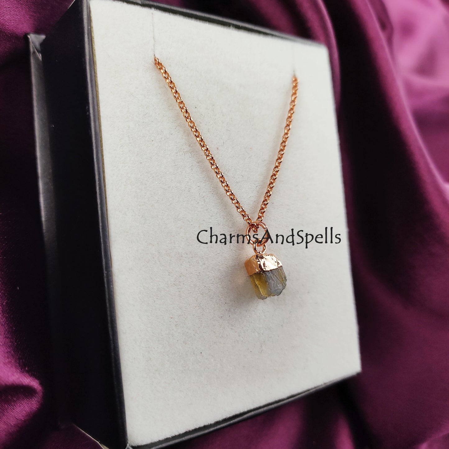 Raw Labradorite Necklace | Natural Crystal Pendant Crown Chakra Jewelry