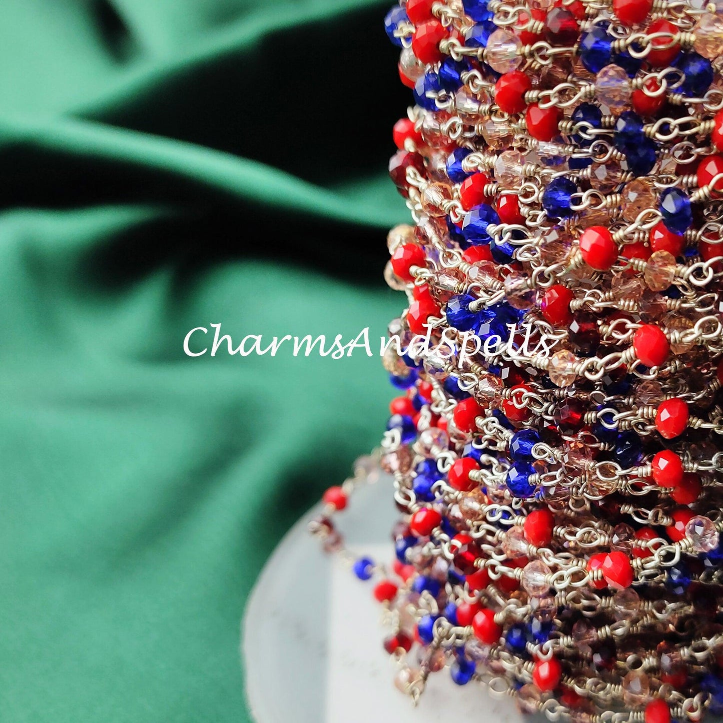 1 Feet Chain, Multi Gemstone Rosary Chain, Rondelle Beads Chain, 925 Silver Plated Chain, DIY Jewelry Making Supply, 3-3.5mm Bead Size - Charms And Spells