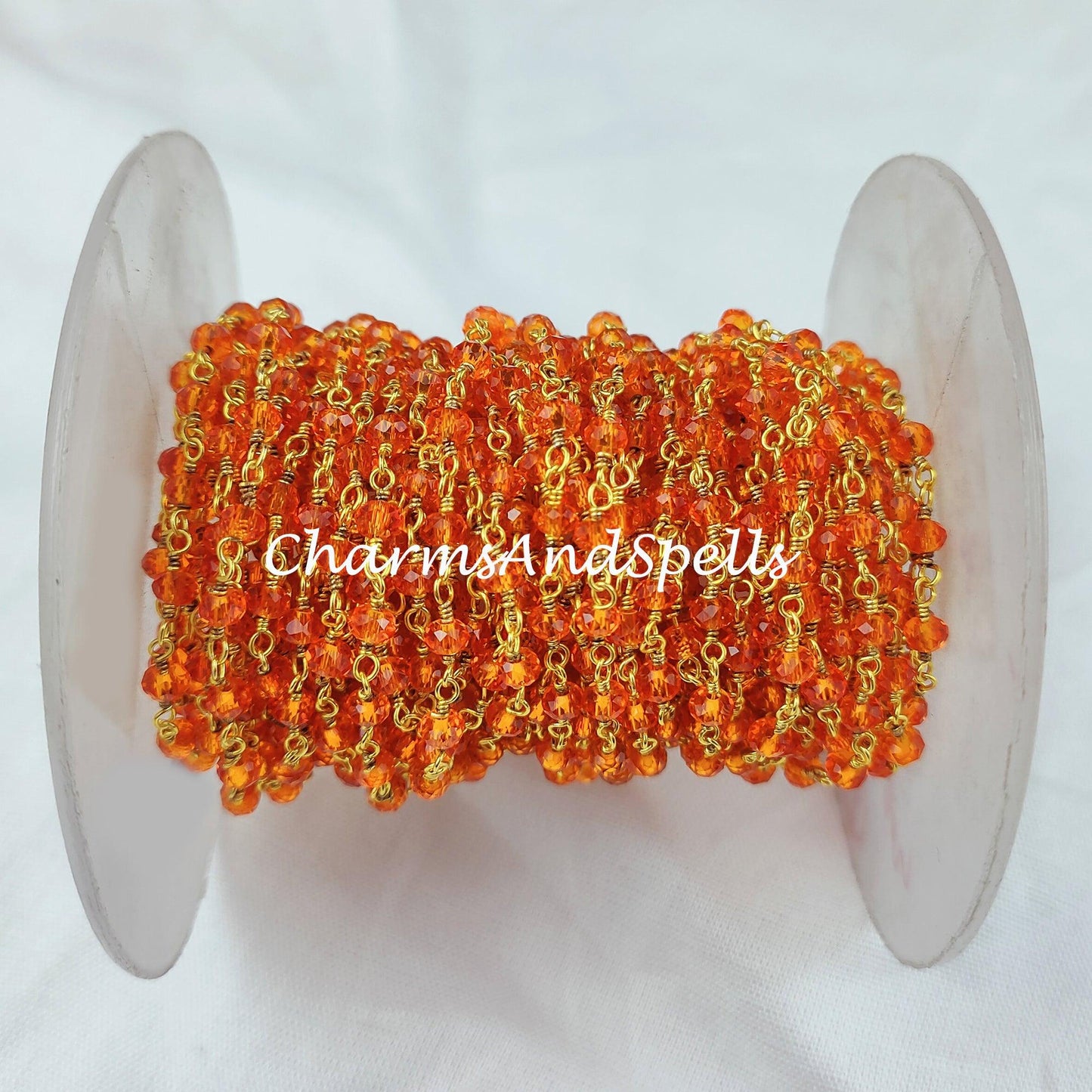 1 Feet Chain, Carnelian Rosary Chain, Rondelle Beads Chain, Gold Plated Rosary, DIY Making Supply, Bead Size 3-3.5mm, Bally Chain,DIY Jewelry Making - Charms And Spells