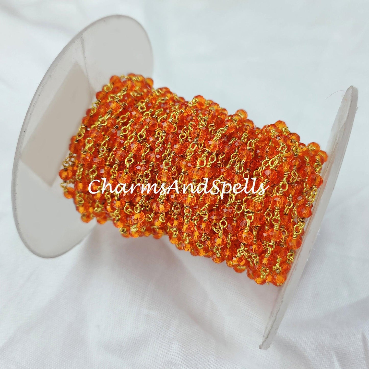 1 Feet Chain, Carnelian Rosary Chain, Rondelle Beads Chain, Gold Plated Rosary, DIY Making Supply, Bead Size 3-3.5mm, Bally Chain,DIY Jewelry Making - Charms And Spells