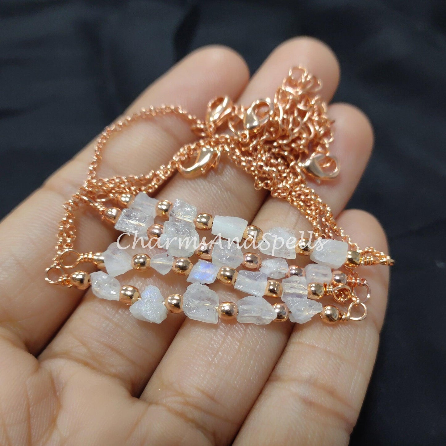 Rainbow Moonstone Bracelet, June Birthstone Bracelet, Birthstone gift, Raw moonstone bracelet, healing crystals bracelet - Charms And Spells