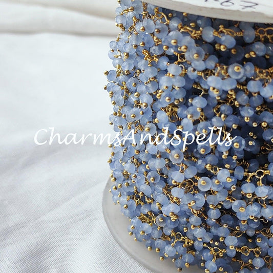 1 Feet Chain Sale!!!! Chalcedony Thick Rosary Chain, Healing Necklace Chain, Wire Wrapped Chain , Rosary Bead Chain, Boho Bracelet Chain - Charms And Spells