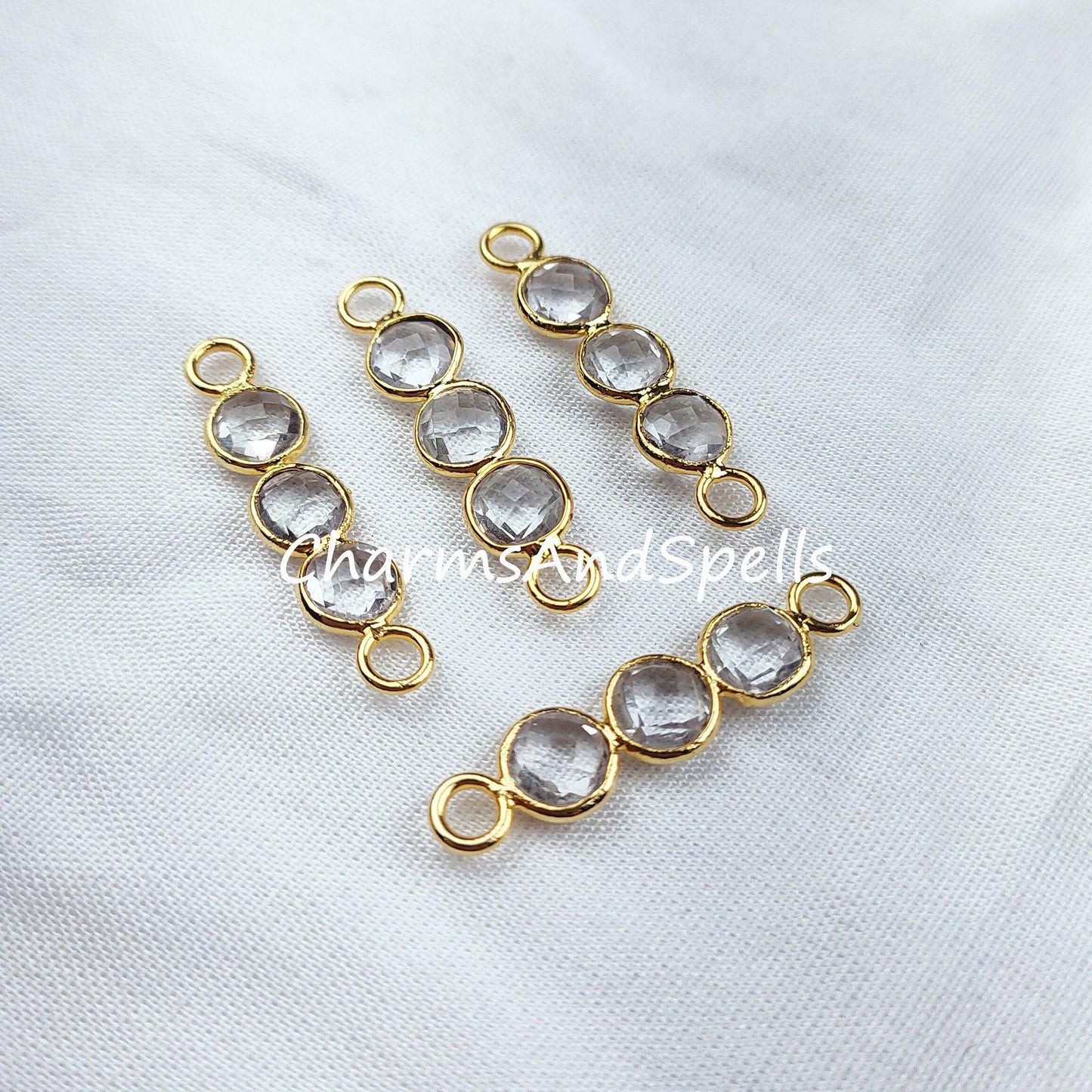 Crystal Quartz Gemstone Connectors, Crystal Quartz Bar Connectors, Wholesale Connectors, Sold By Piece - Charms And Spells