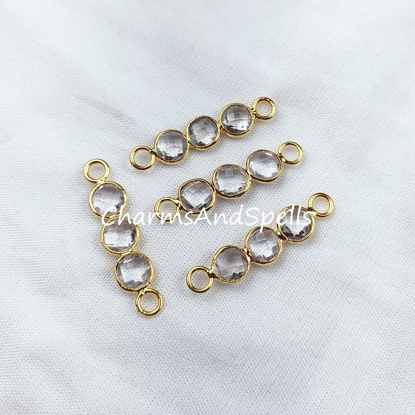 Crystal Quartz Gemstone Connectors, Crystal Quartz Bar Connectors, Wholesale Connectors, Sold By Piece - Charms And Spells
