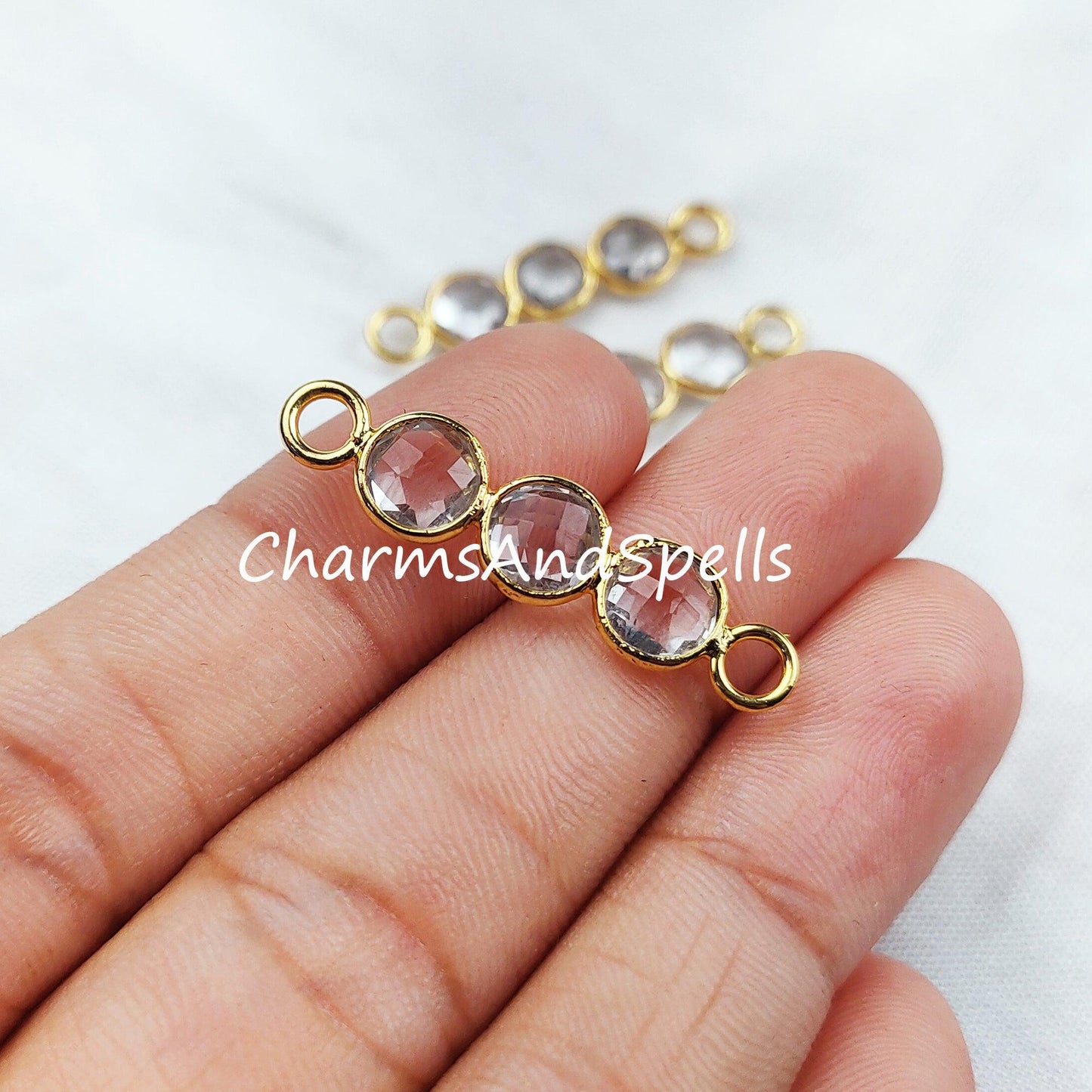 Crystal Quartz Gemstone Connectors, Crystal Quartz Bar Connectors, Wholesale Connectors, Sold By Piece - Charms And Spells