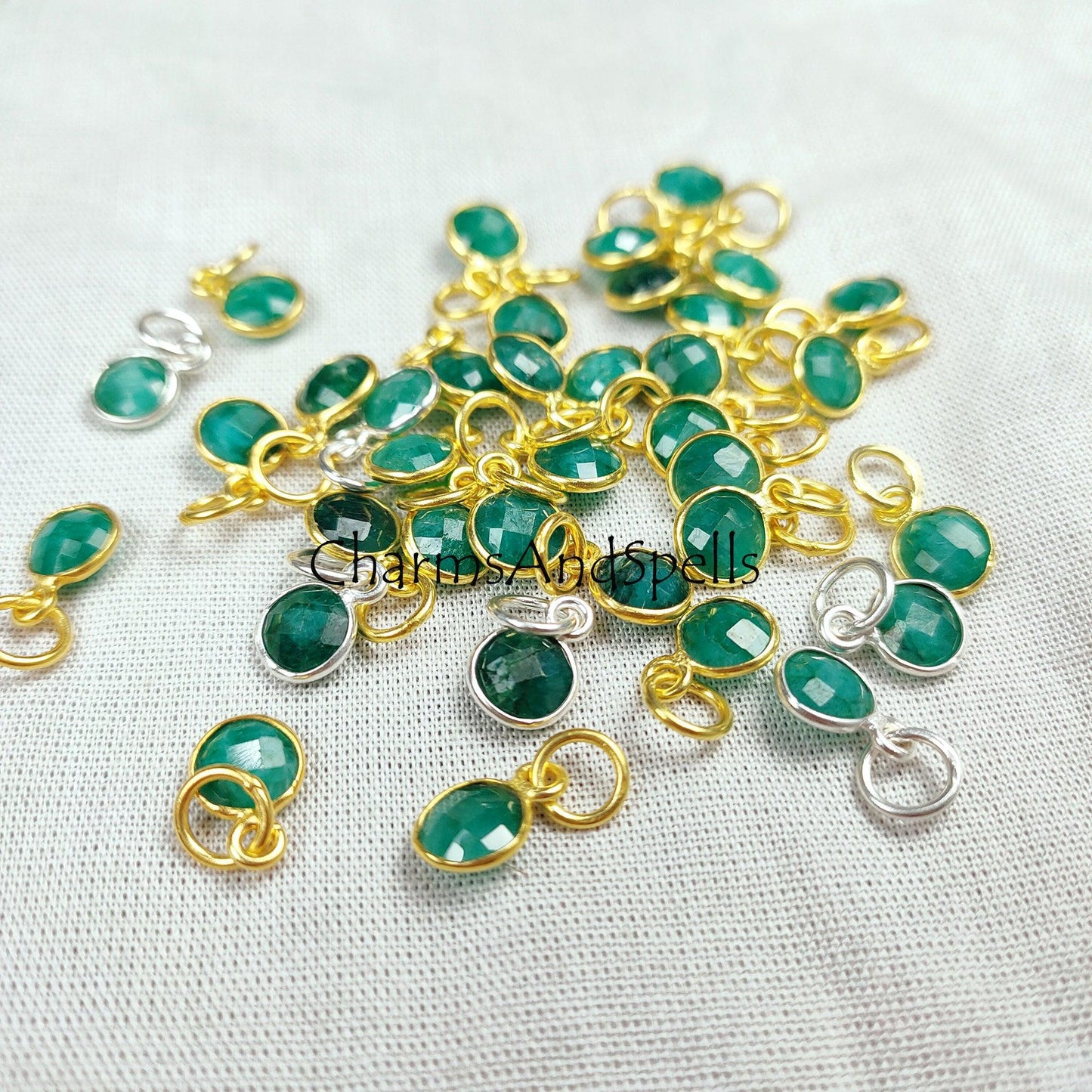 May Birthstone Emerald Pendant, Gold/Silver Plated Emerald Pendant, Gemstone Pendant Necklace, Faceted Emerald Jewelry - Charms And Spells