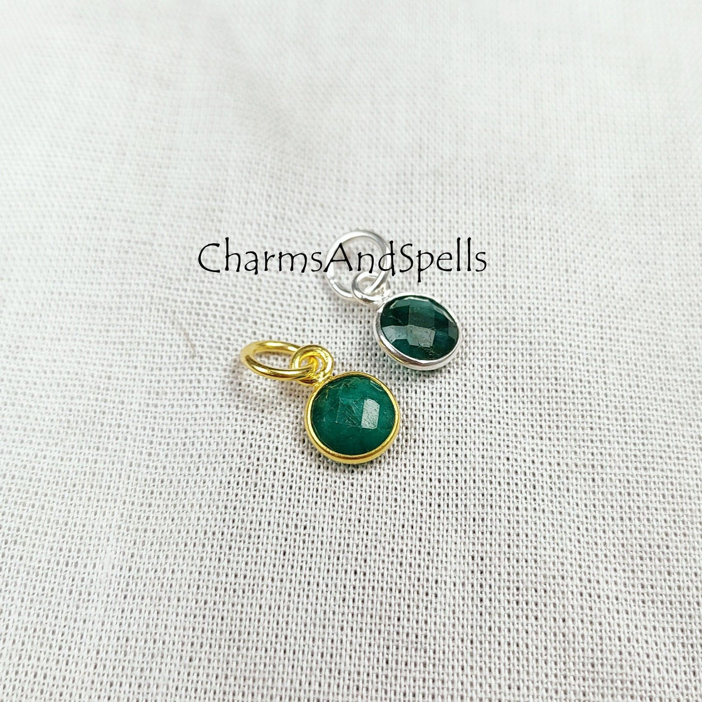 May Birthstone Emerald Pendant, Gold/Silver Plated Emerald Pendant, Gemstone Pendant Necklace, Faceted Emerald Jewelry - Charms And Spells