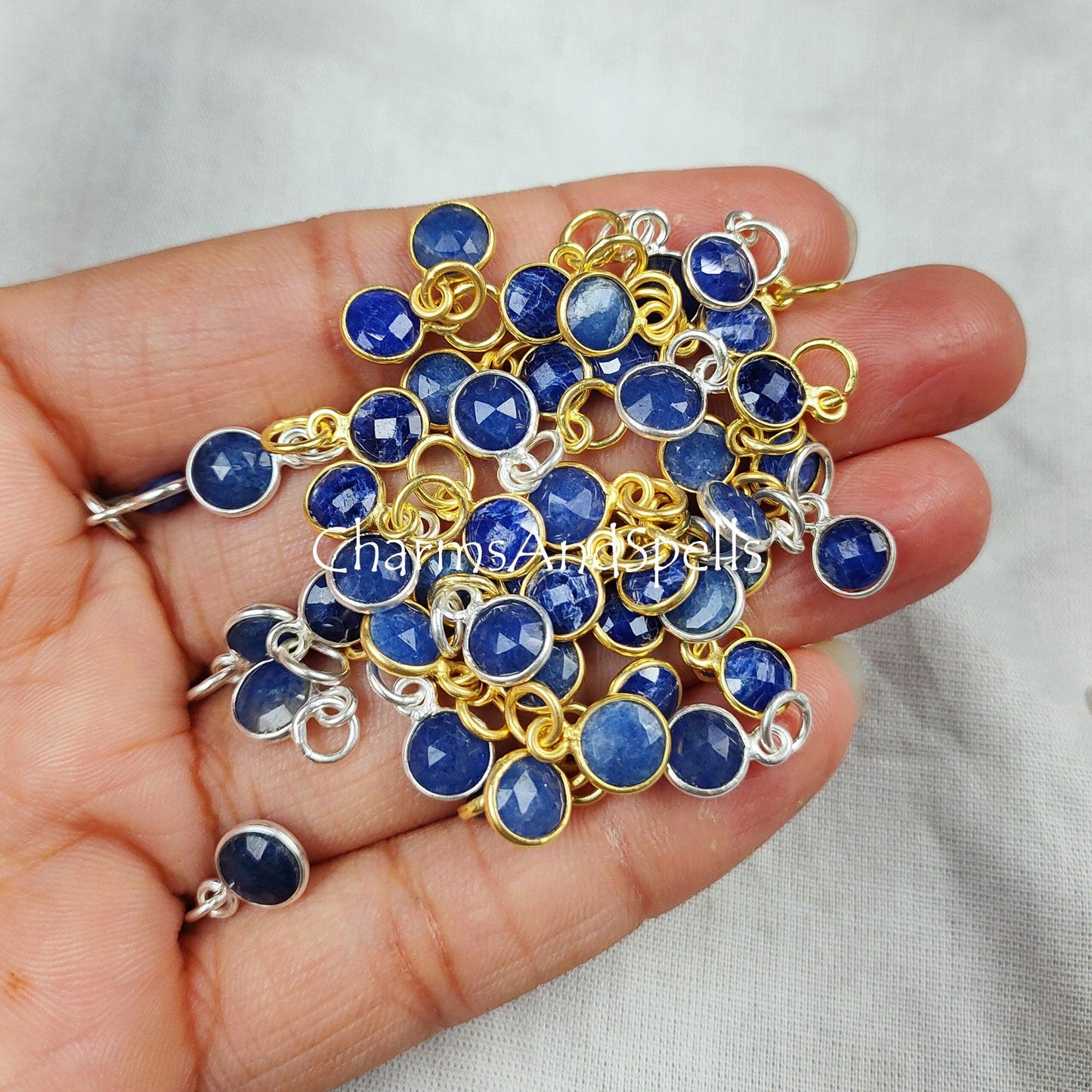 Minimalist Sapphire Pendant, Woman Pendant, Gold Plated Ethnic Pendant, Cute Pendant, Wedding Gift, Blue Stone Jewelry - Charms And Spells