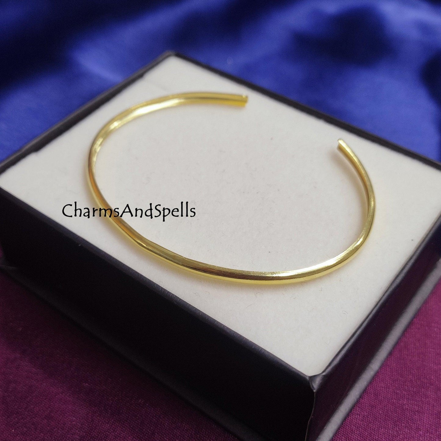 Open Cuff Bracelet Bangle, Plain Gold Plated Bracelet, Open Bangle Bracelet, Adjustable Bangle, Bangle for Women, Open Cuff Bracelet - Charms And Spells