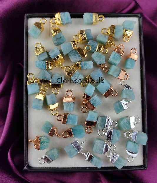 Raw Amazonite Crystal Connector | Truth & Harmony Stone Charm Pendant