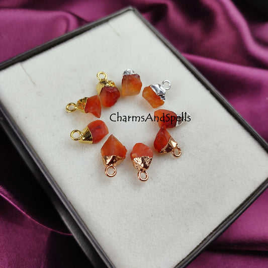 Raw Carnelian Crystal Connector | Courage & Vitality Stone Charm Pendant
