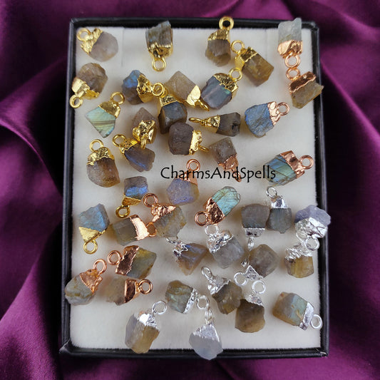 Labradorite Rough Crystal Connector | Healing & Transformation Stone Charm Pendant