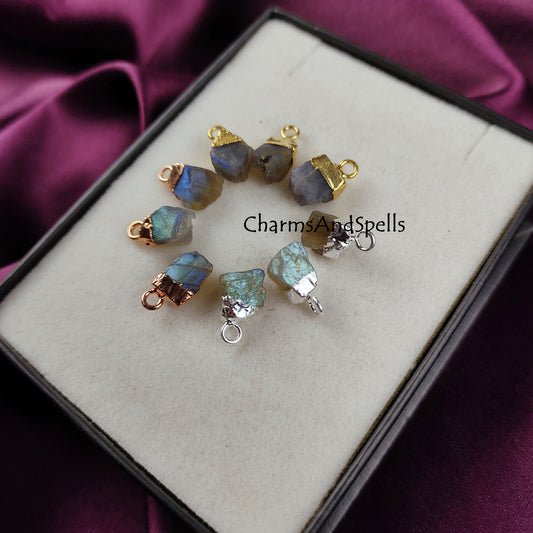 Labradorite Rough Crystal Connector | Healing & Transformation Stone Charm Pendant