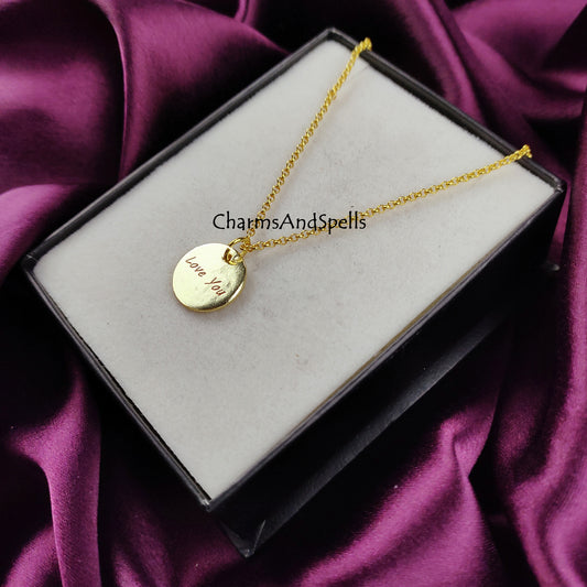 Personalized “Love” Necklace | Engraved Coin Layering