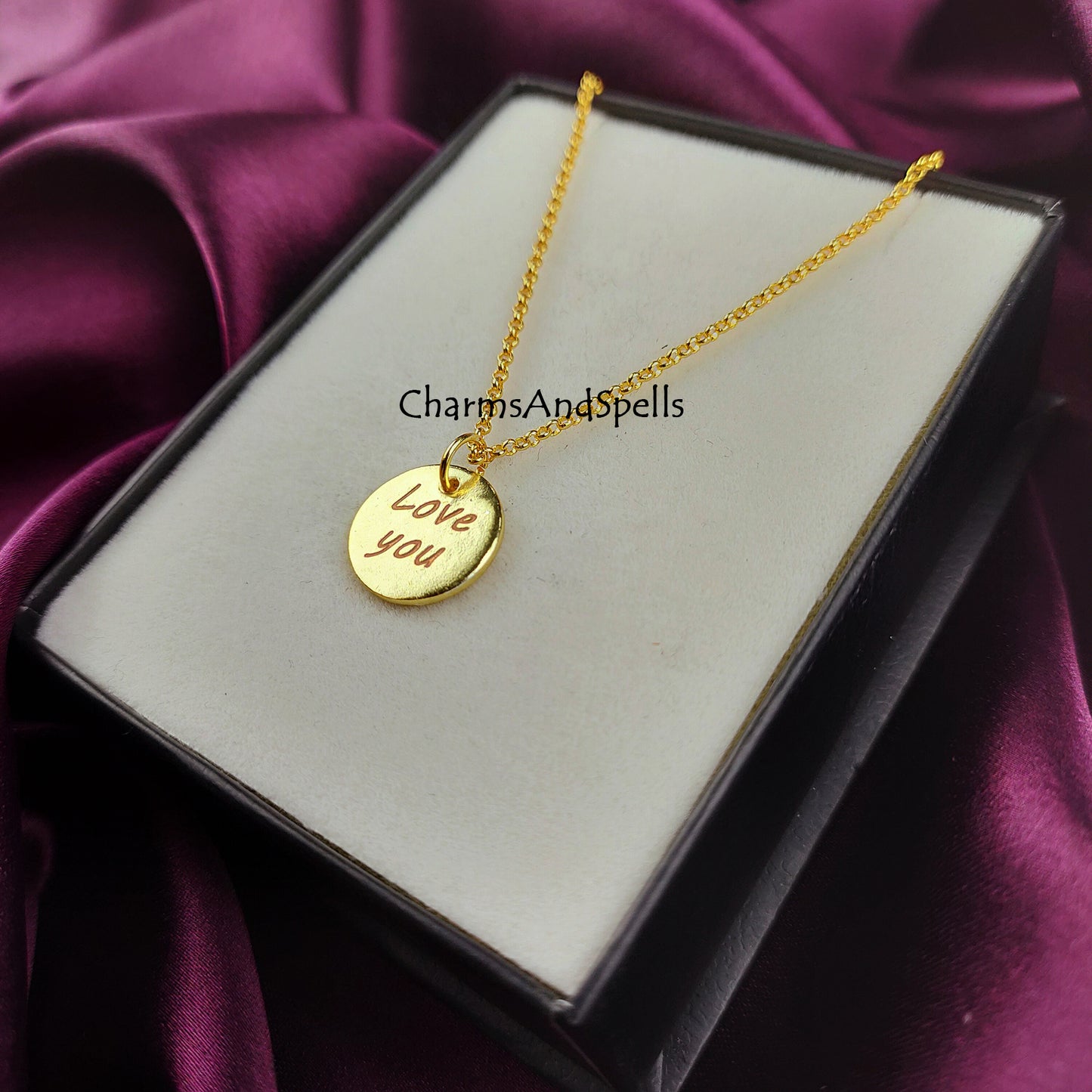 Personalized “Love You” Necklace | Engraved Handmade Charm