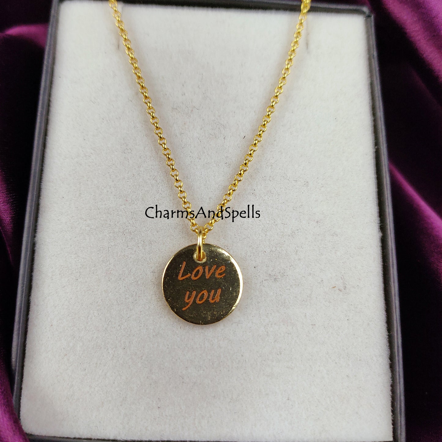 Personalized “Love You” Necklace | Engraved Handmade Charm