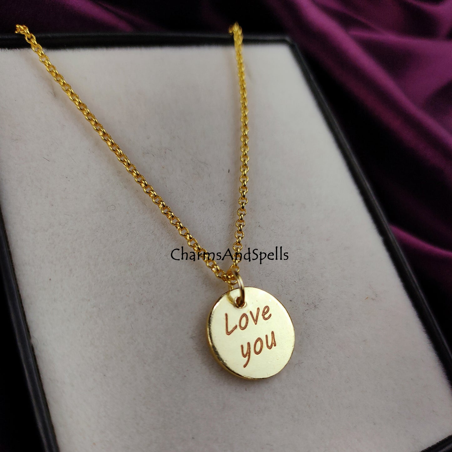 Personalized “Love You” Necklace | Engraved Handmade Charm