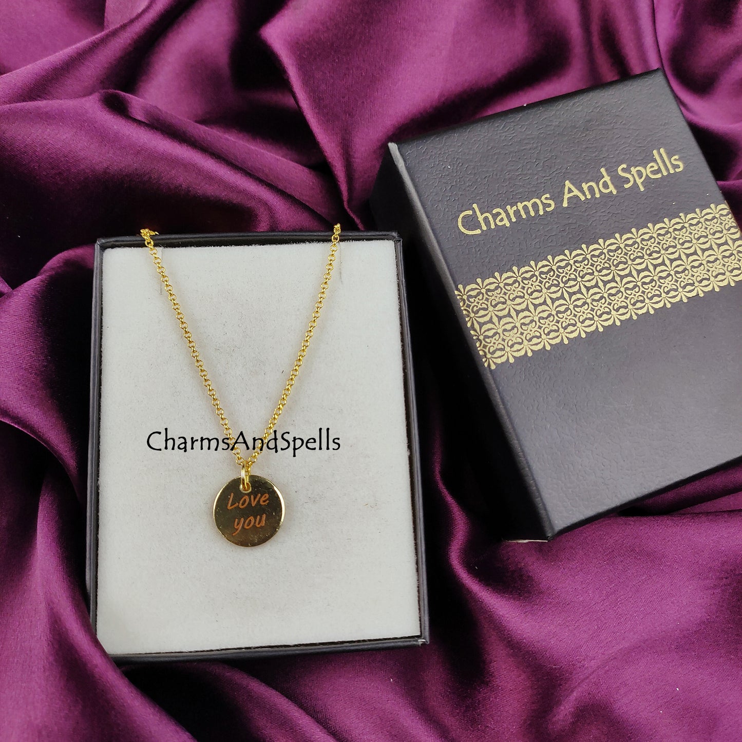 Personalized “Love You” Necklace | Engraved Handmade Charm