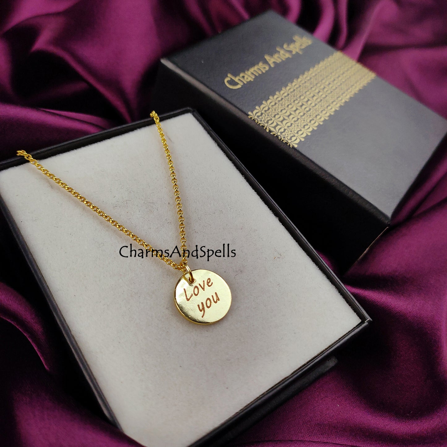 Personalized “Love You” Necklace | Engraved Handmade Charm