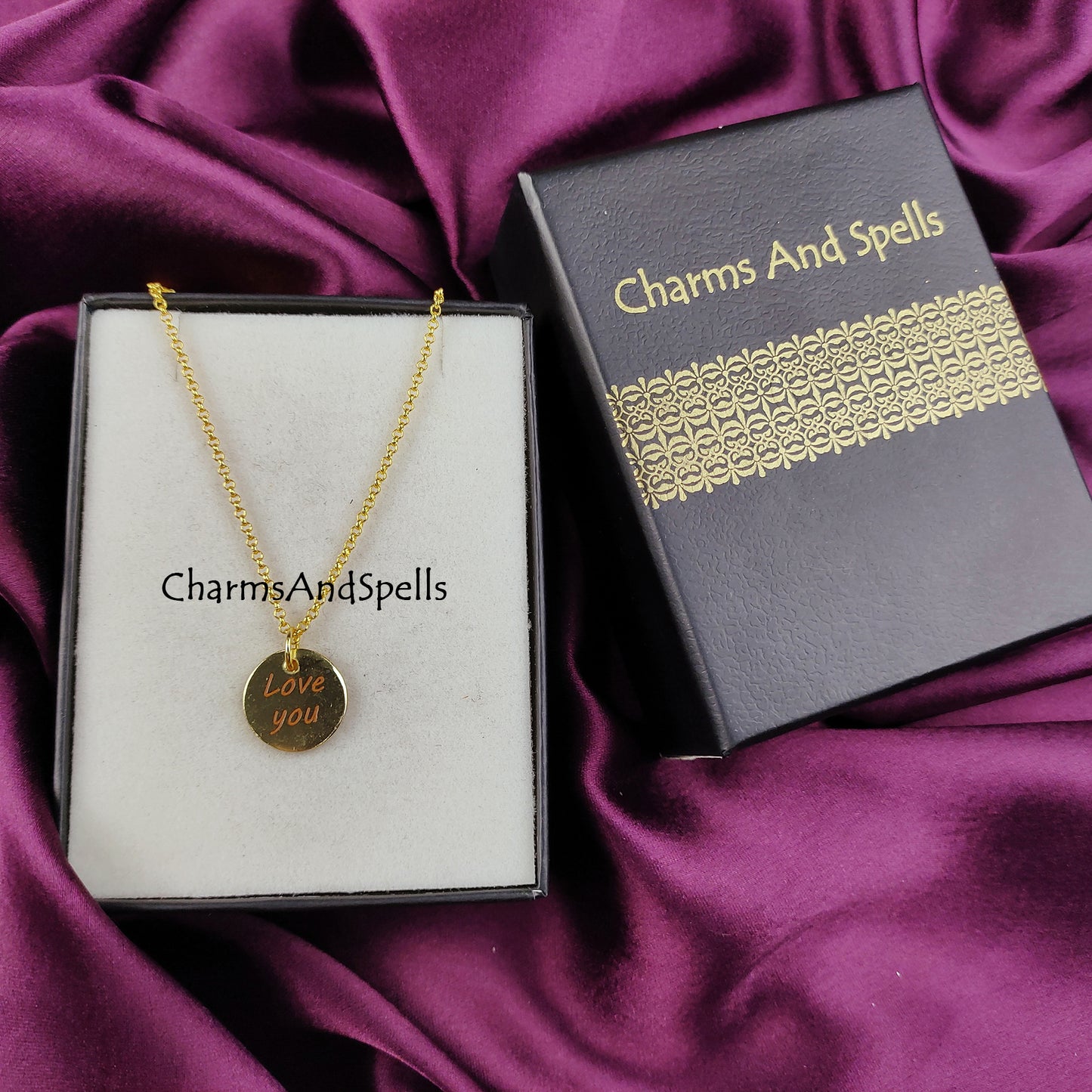 Personalized “Love You” Necklace | Engraved Handmade Charm