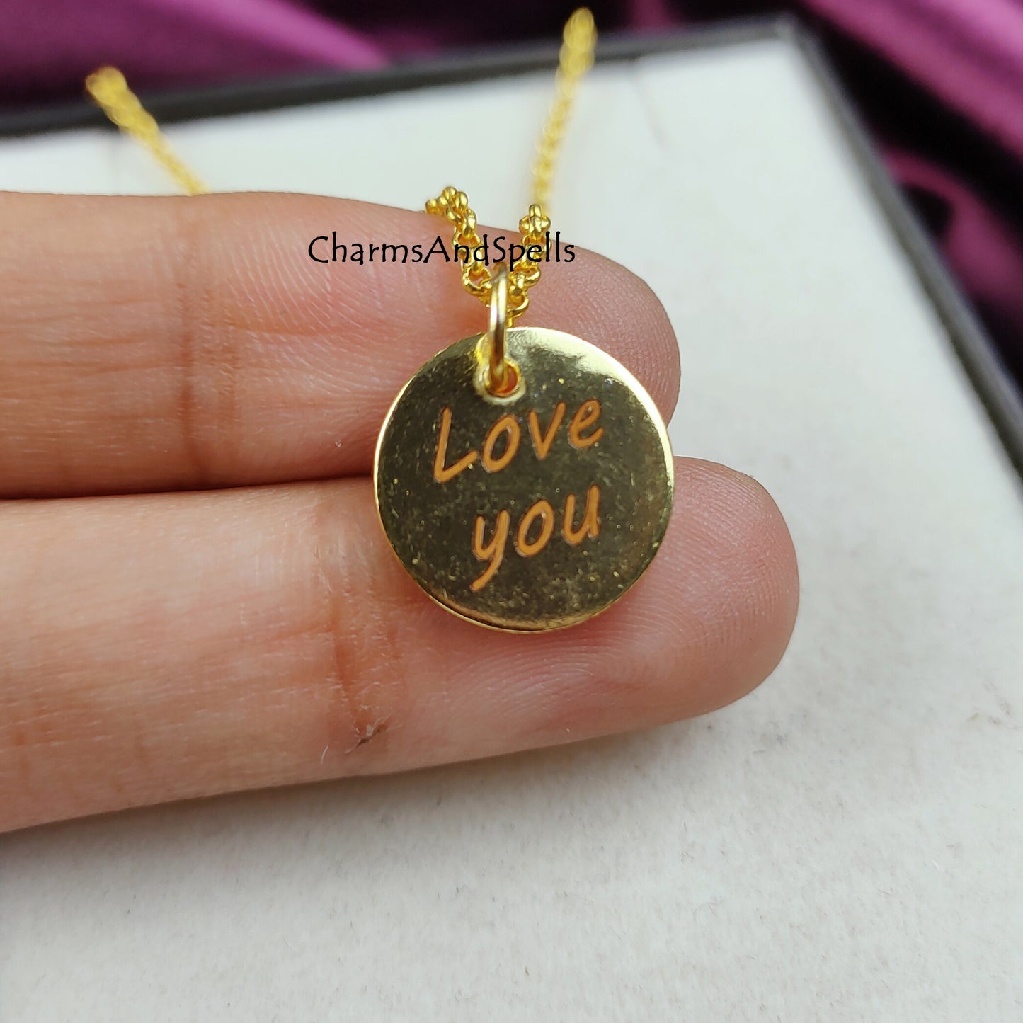 Personalized “Love You” Necklace | Engraved Handmade Charm