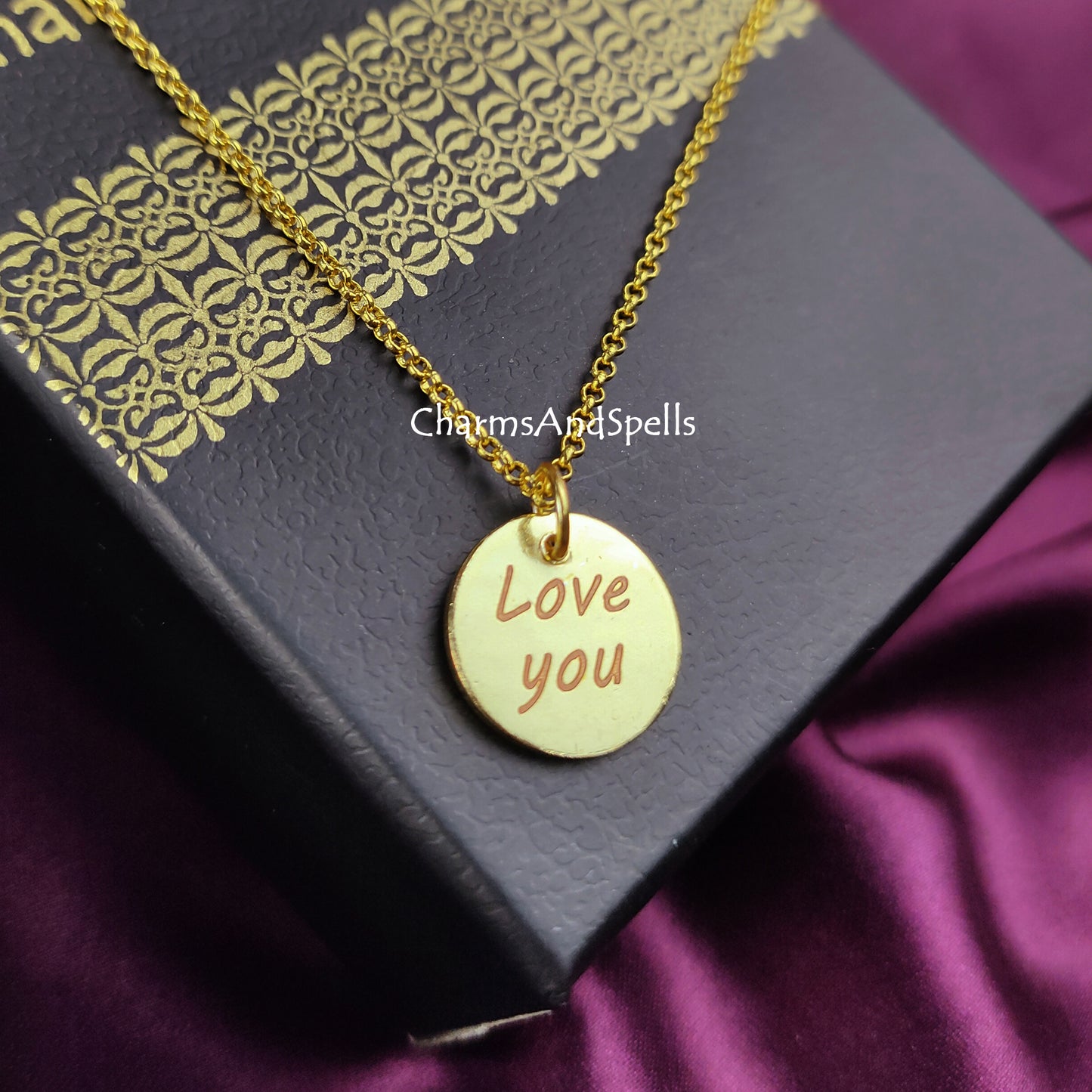 Personalized “Love You” Necklace | Engraved Handmade Charm