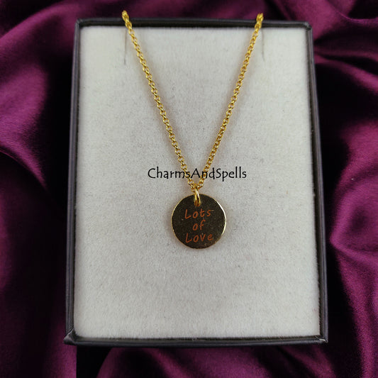 Personalized “Lots Of Love” Necklace | Engraved Coin Charm